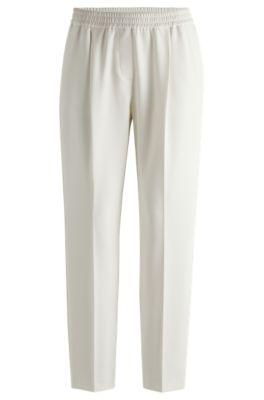 formal trousers in stretch fabric- white women's formal pants