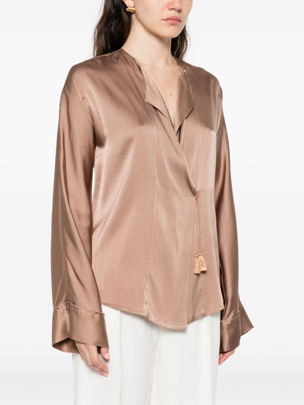 forte forte forte shirts brown silk elastane - women