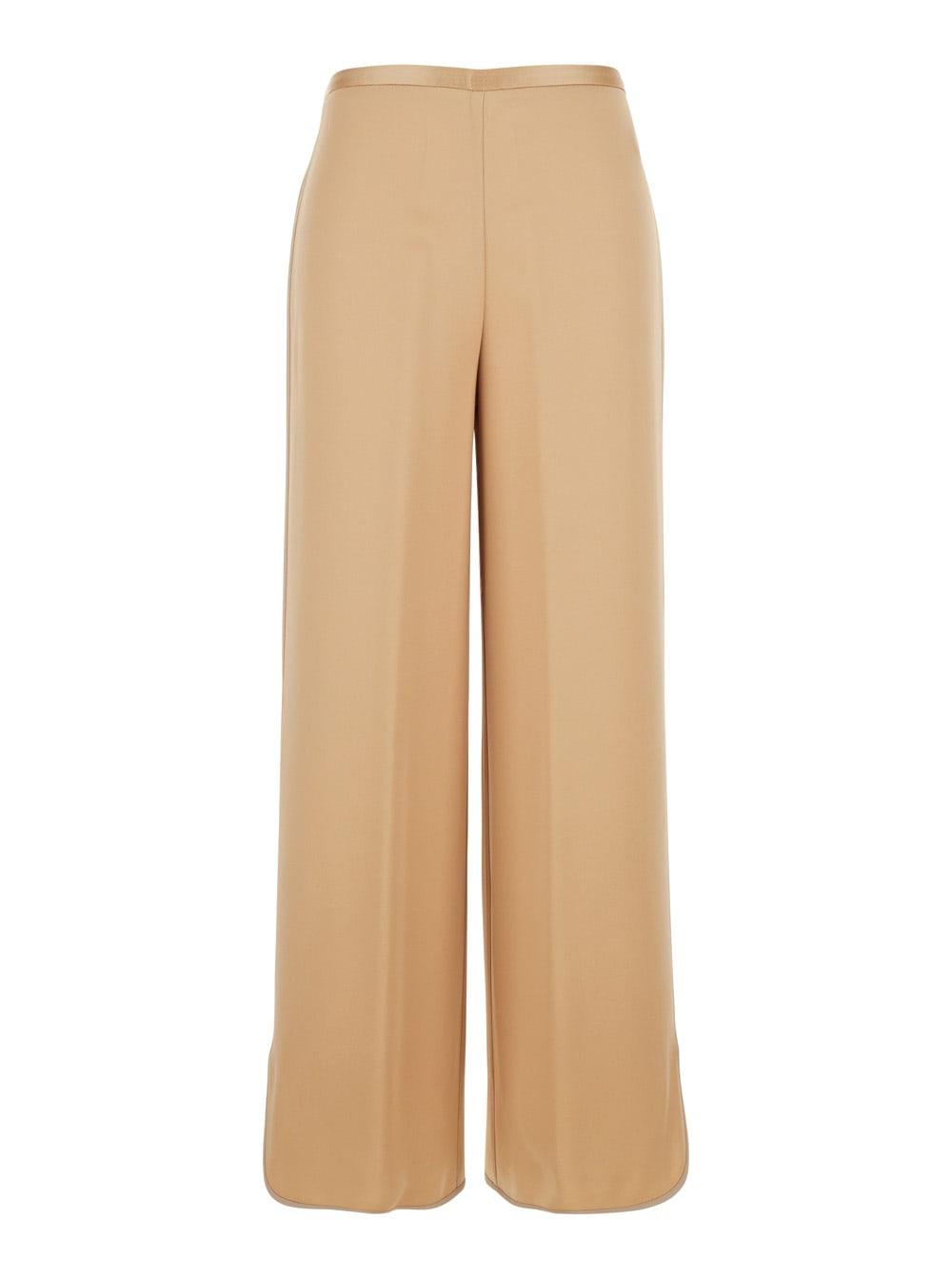forte_forte beige pants with elasticized waist at the back and wide leg in viscose blend woman