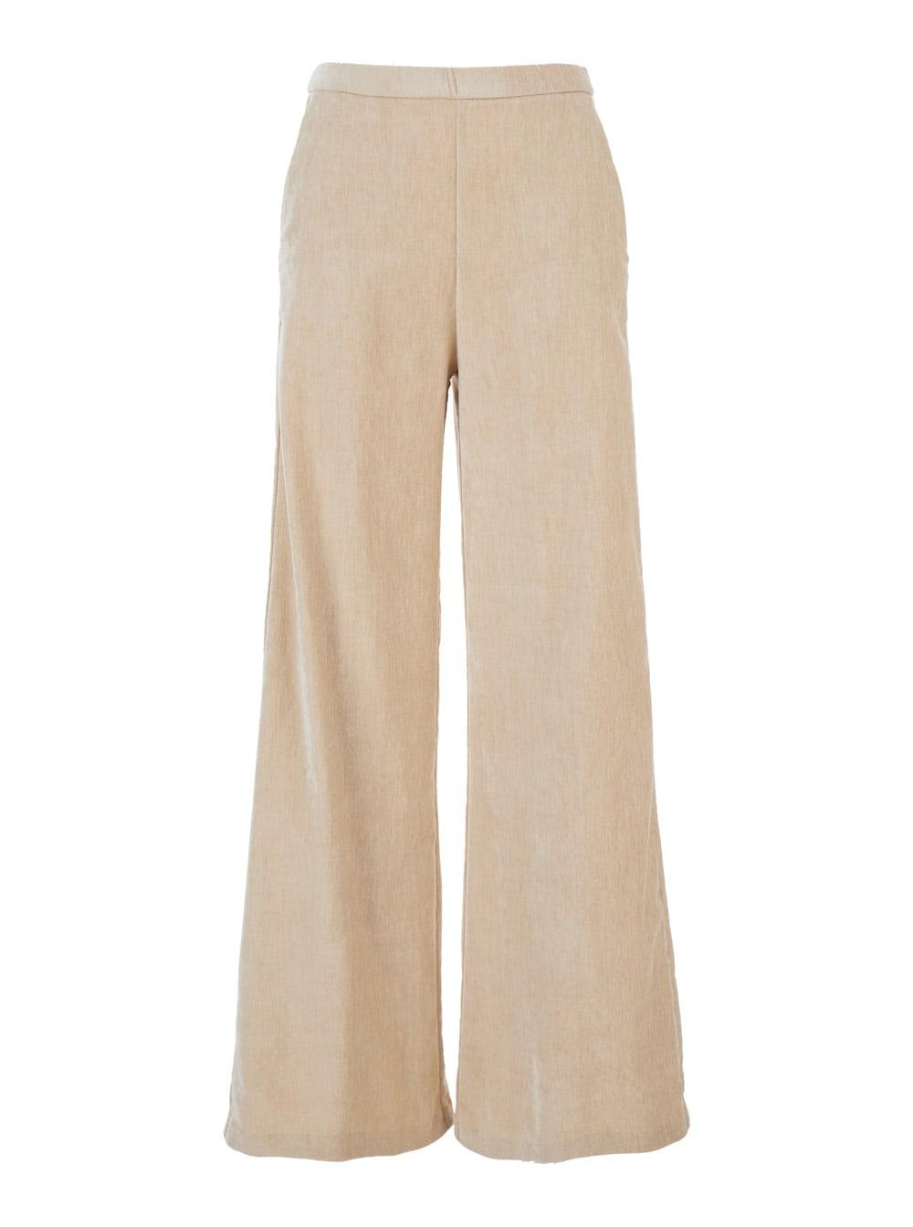 forte_forte beige trousers with elastic waist in velvet woman