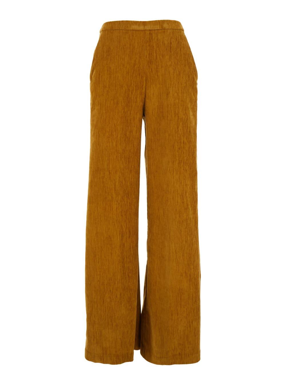 forte_forte beige trousers with elastic waist in velvet woman
