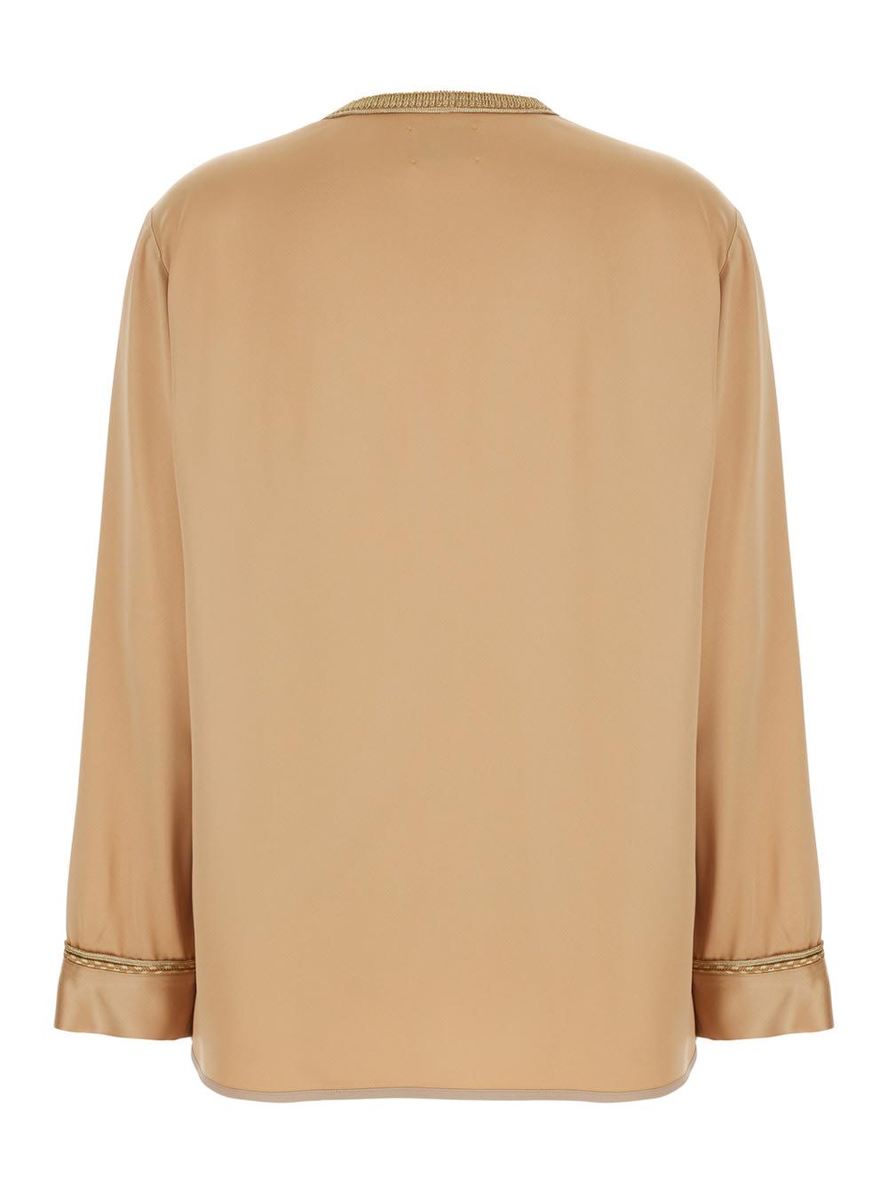 forte_forte beige womens jacket with contrast finishes and hook closure in viscose blend