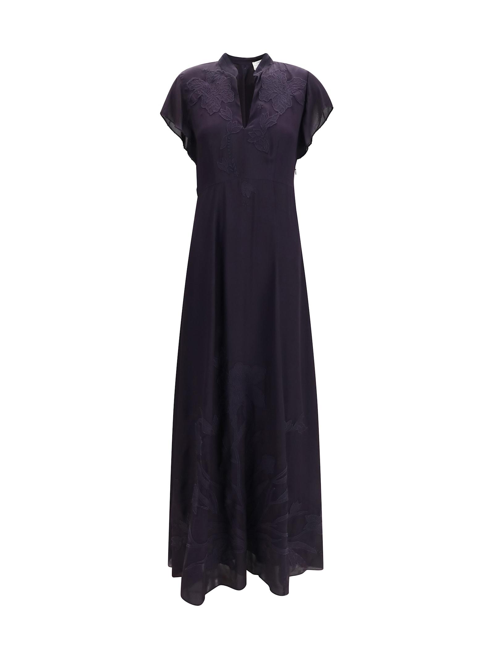 forte_forte crêpe de chine dress with iris velvet embroidery