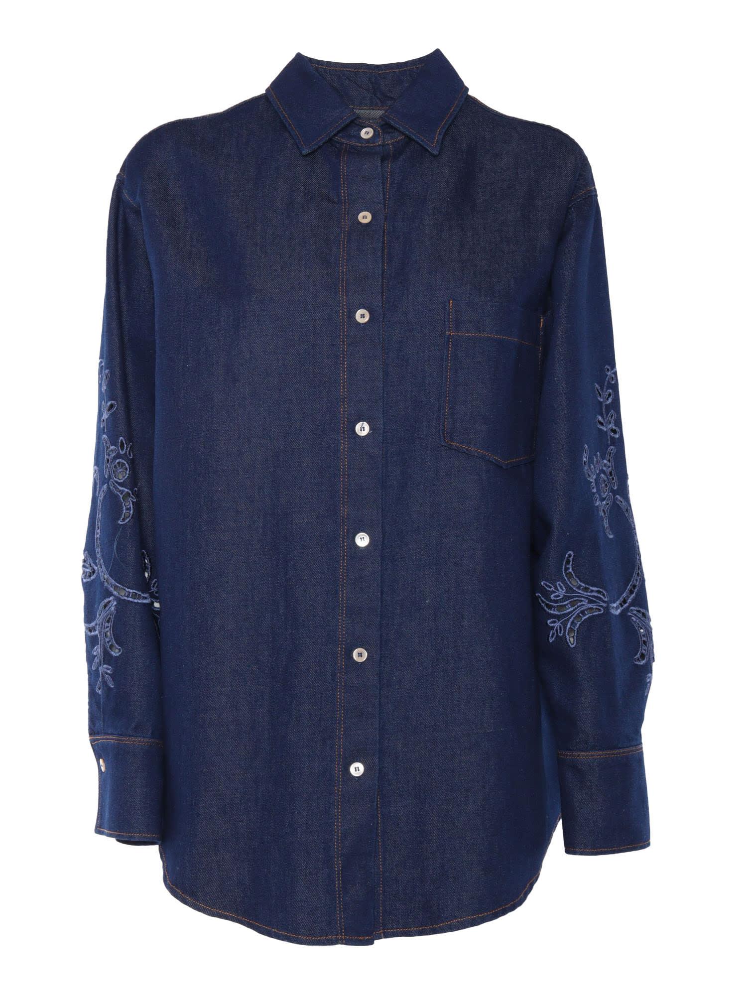 forte_forte dark blue denim shirt