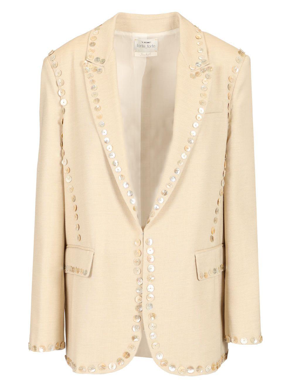 forte_forte embroidered sand blazer