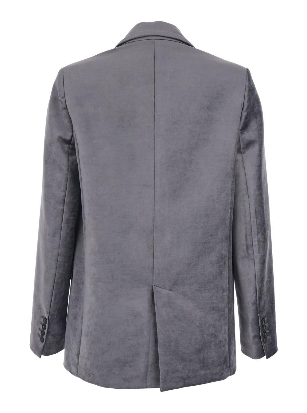 forte_forte grey single-breasted jacket with classic lapels in velvet woman