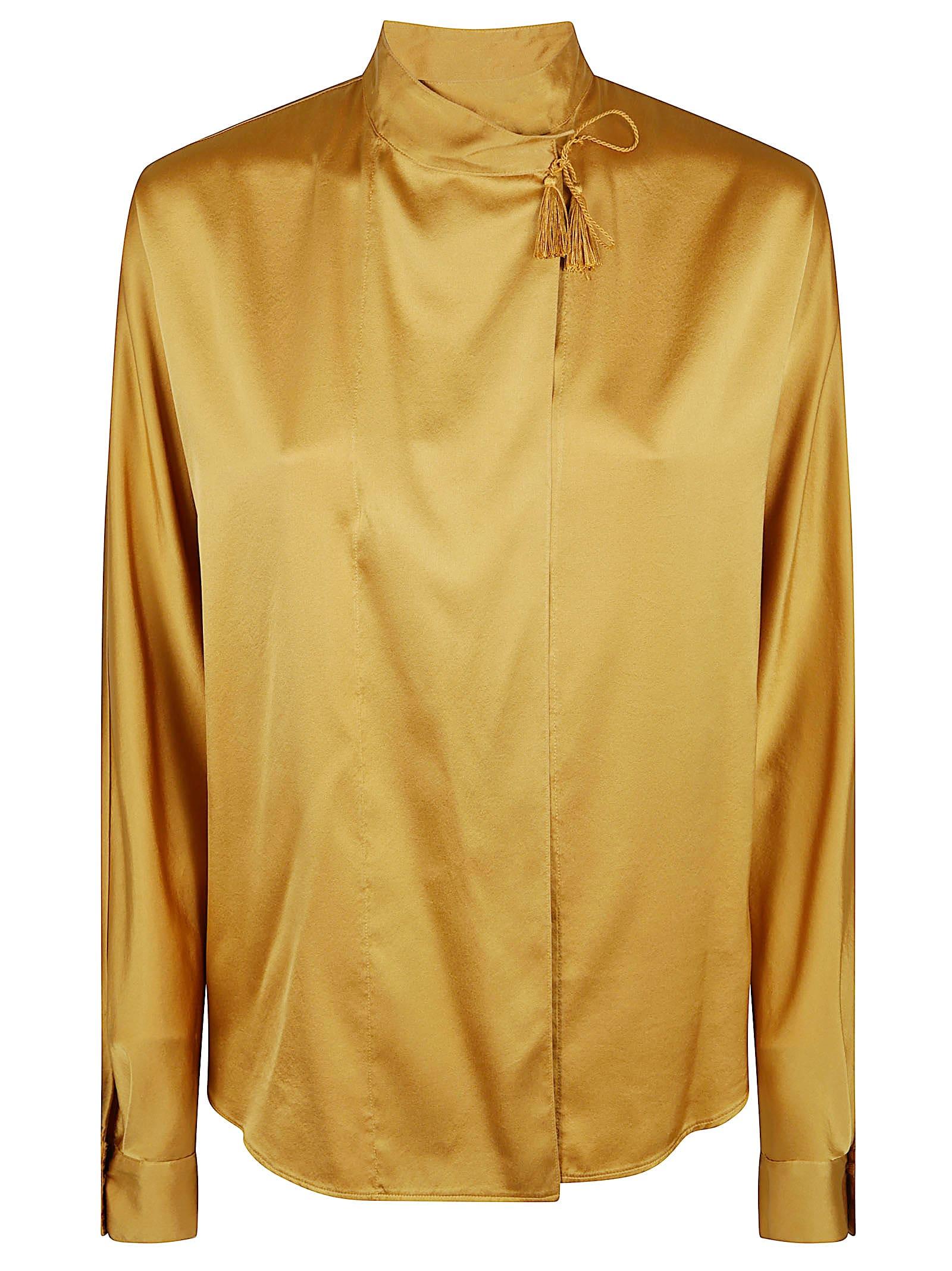 forte_forte heavy stretch silk satin kimono shirt