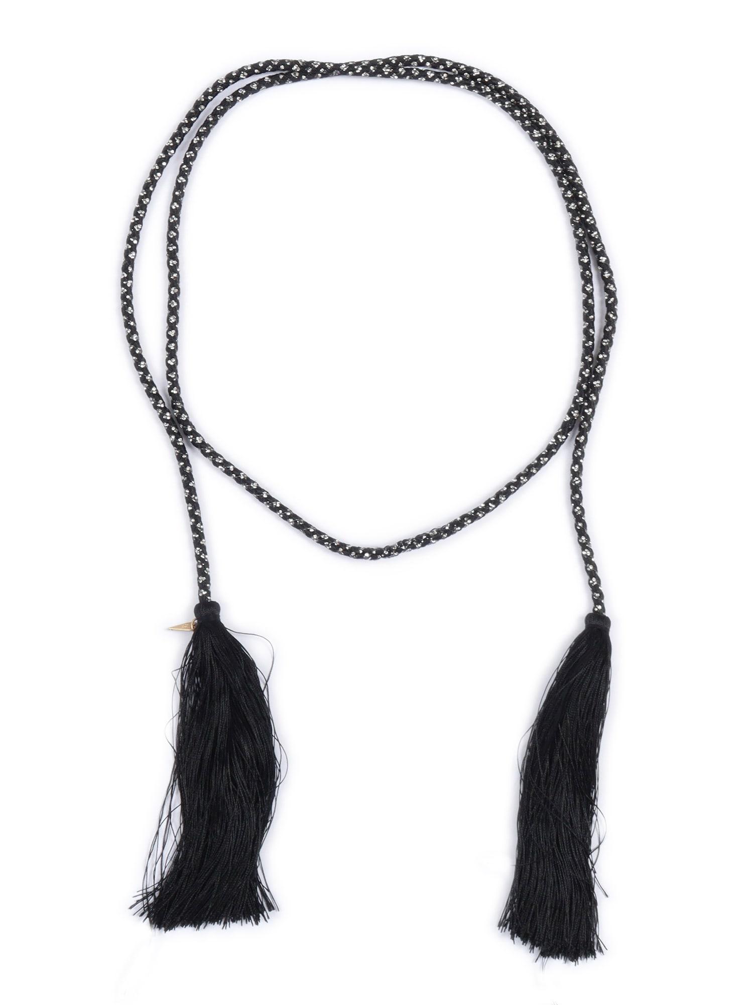 forte_forte lace belt with crystals and tassels insert