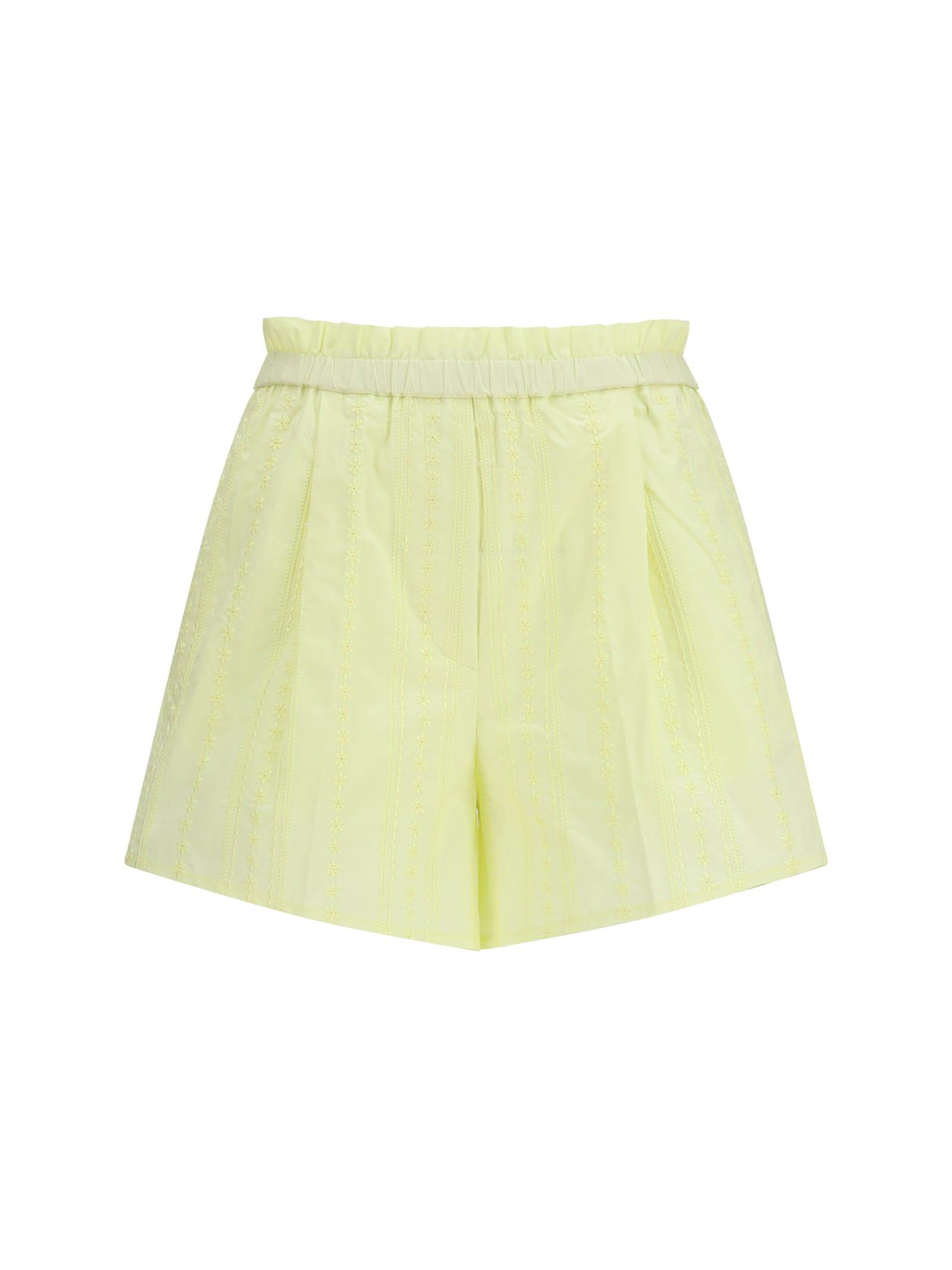 forte_forte les fleurs embroidery cotton poplin shorts