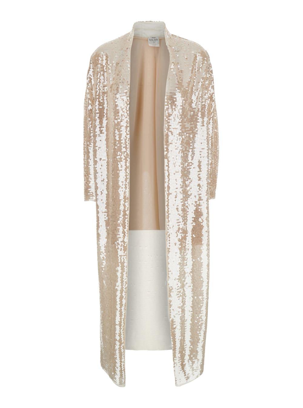 forte_forte metallic color long dress with all over sequins in tech fabric woman