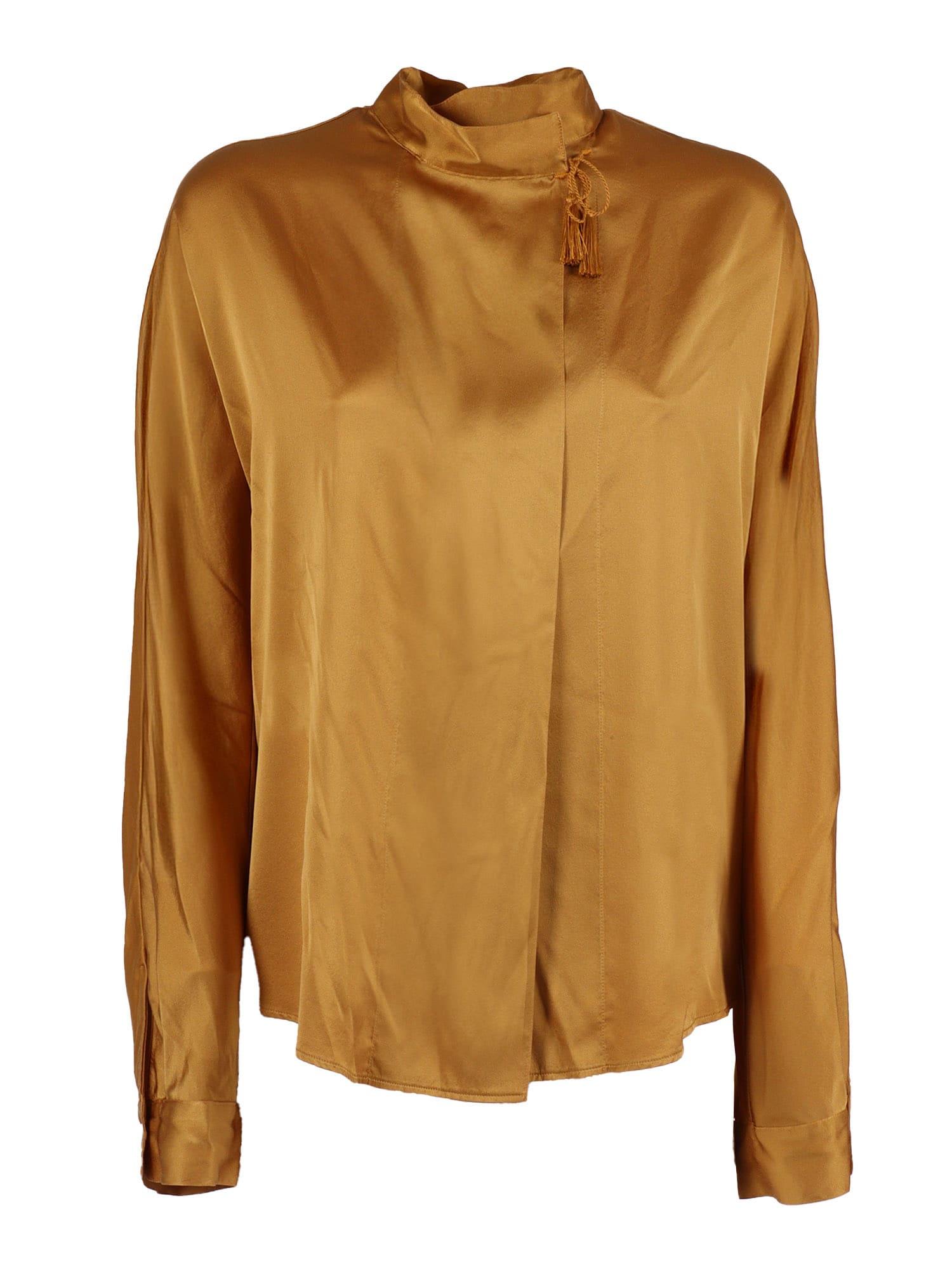 forte_forte stretch silk satin kimono shirt