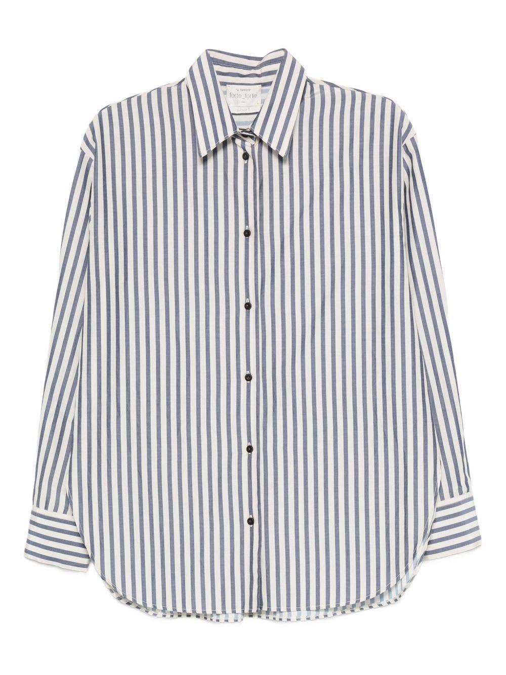 forte_forte striped cotton blend shirt
