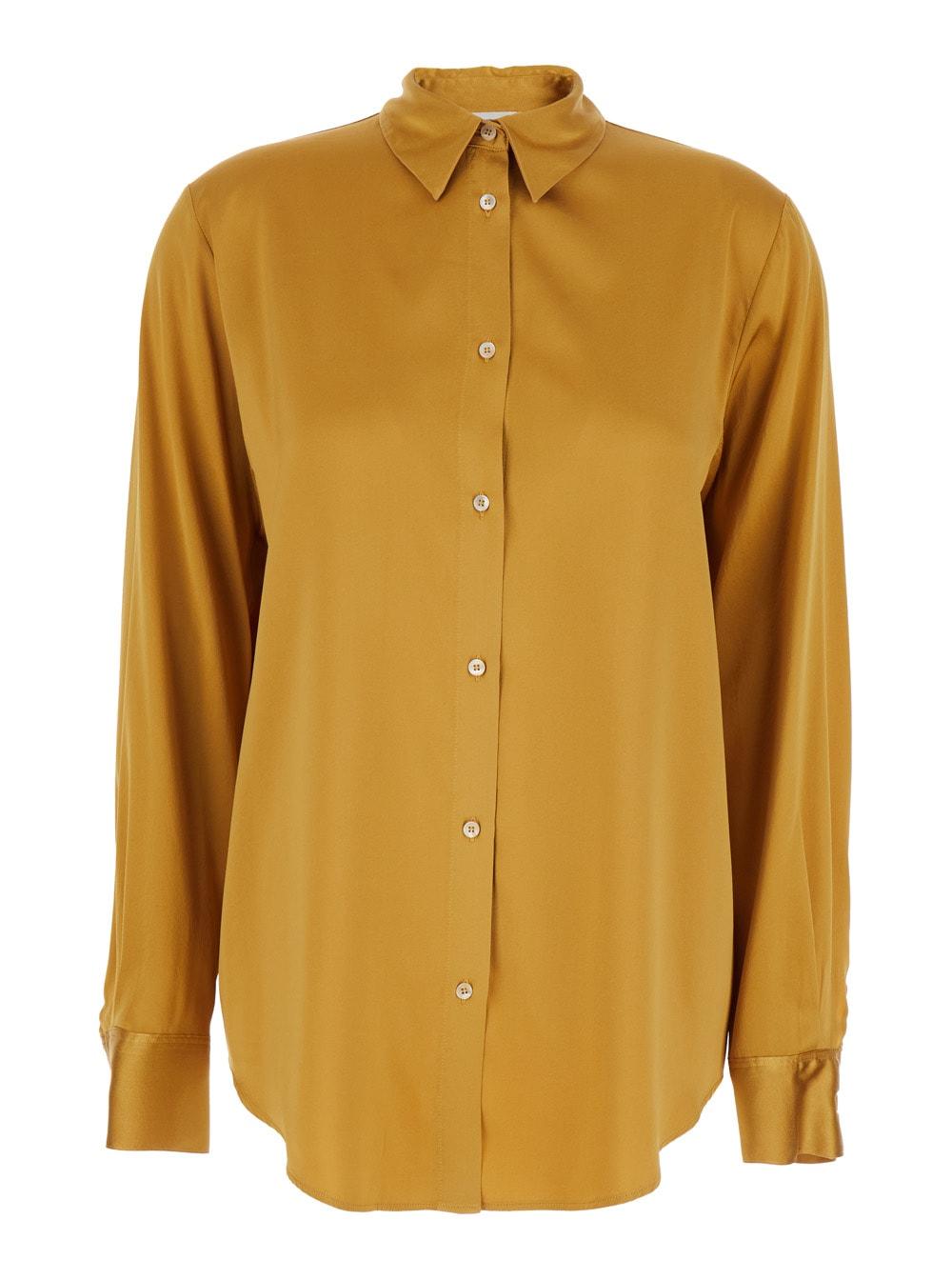 forte_forte yellow shirt with classic collar in silk woman