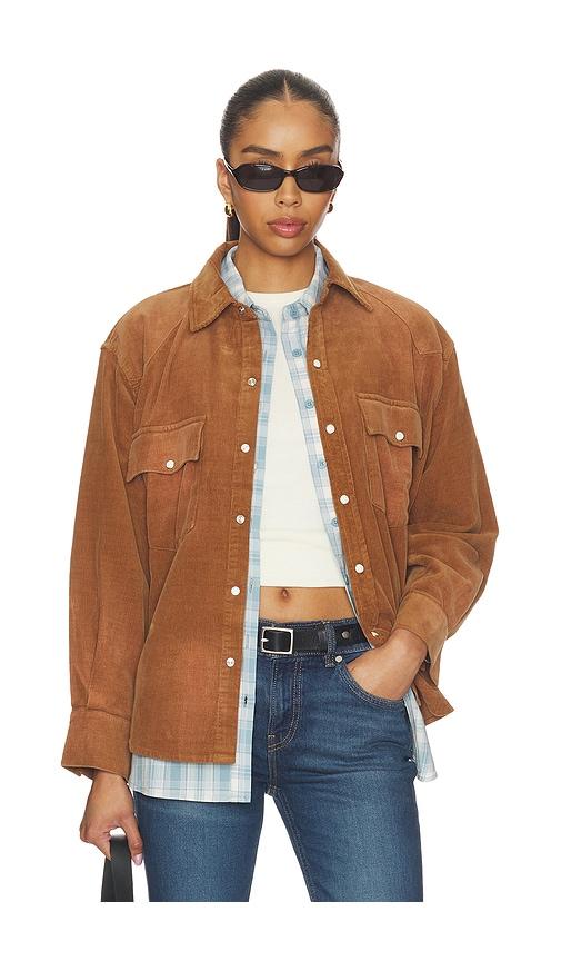 found western corduroy shirt in brown.