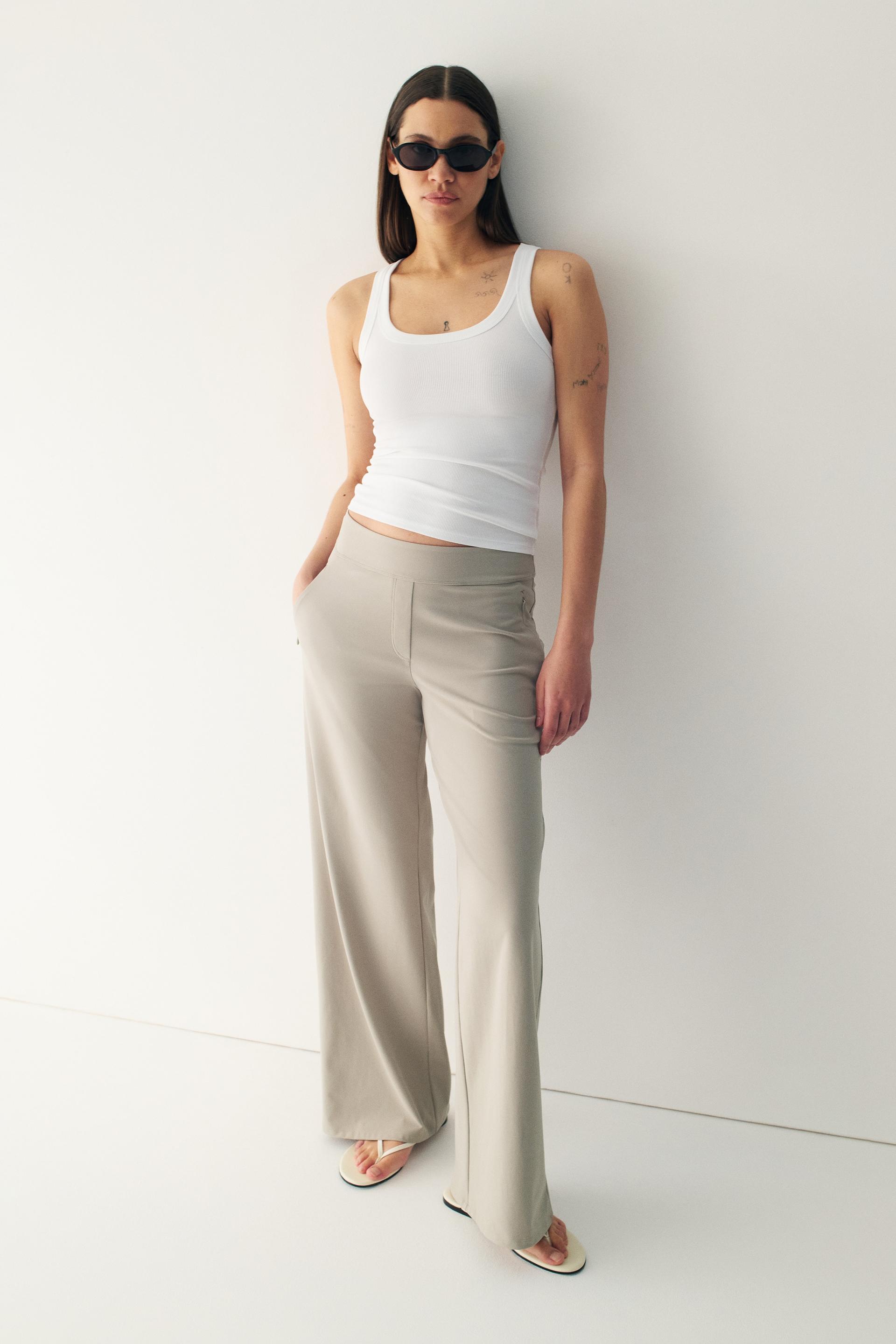 four-way stretch wide-cut pants