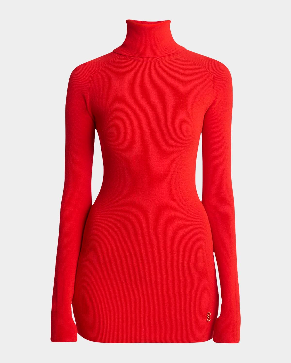 fox rib-knit matte viscose turtleneck top