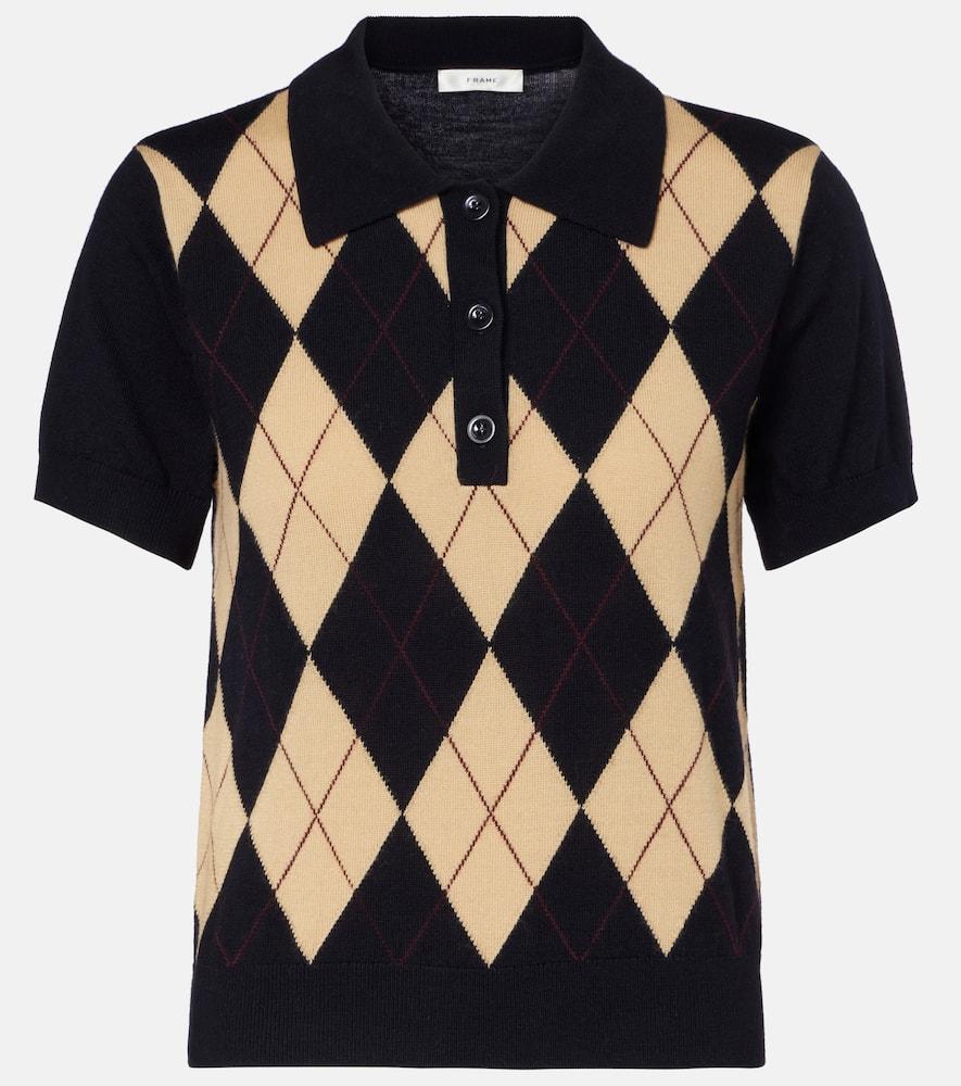 frame argyle wool polo shirt