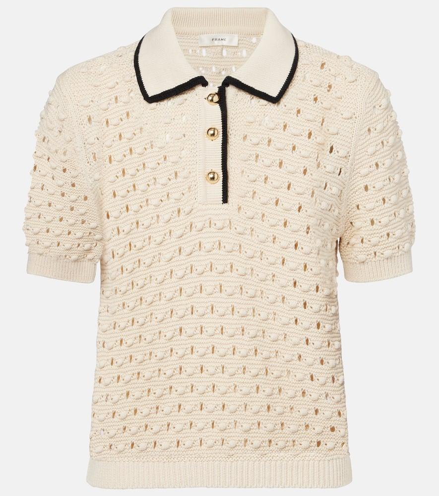 frame bauble pointelle cotton polo shirt