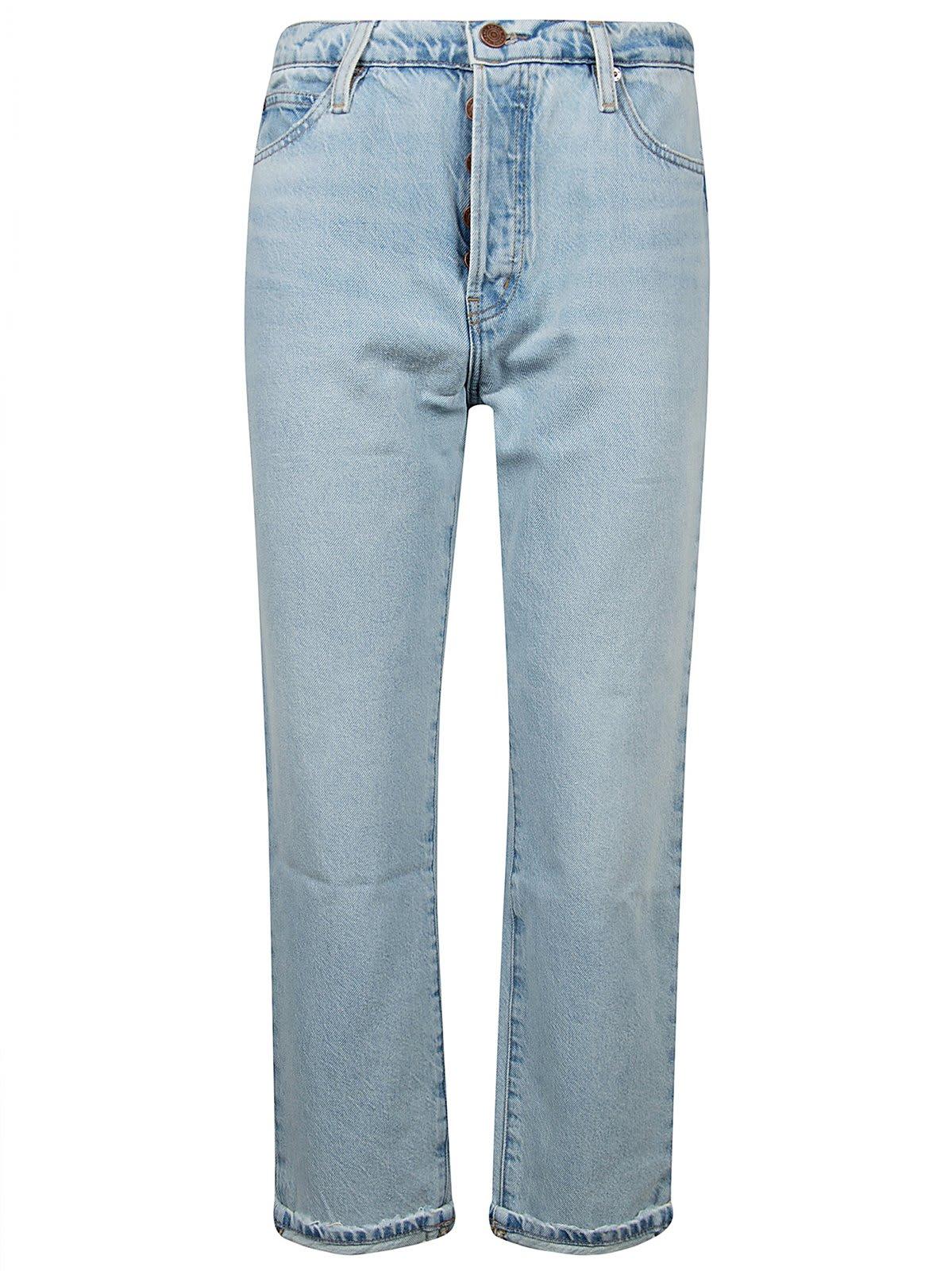 frame button detailed straight leg jeans