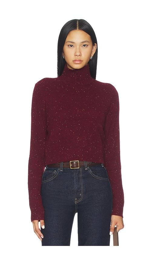 frame cashmere fleck turtleneck in burgundy.