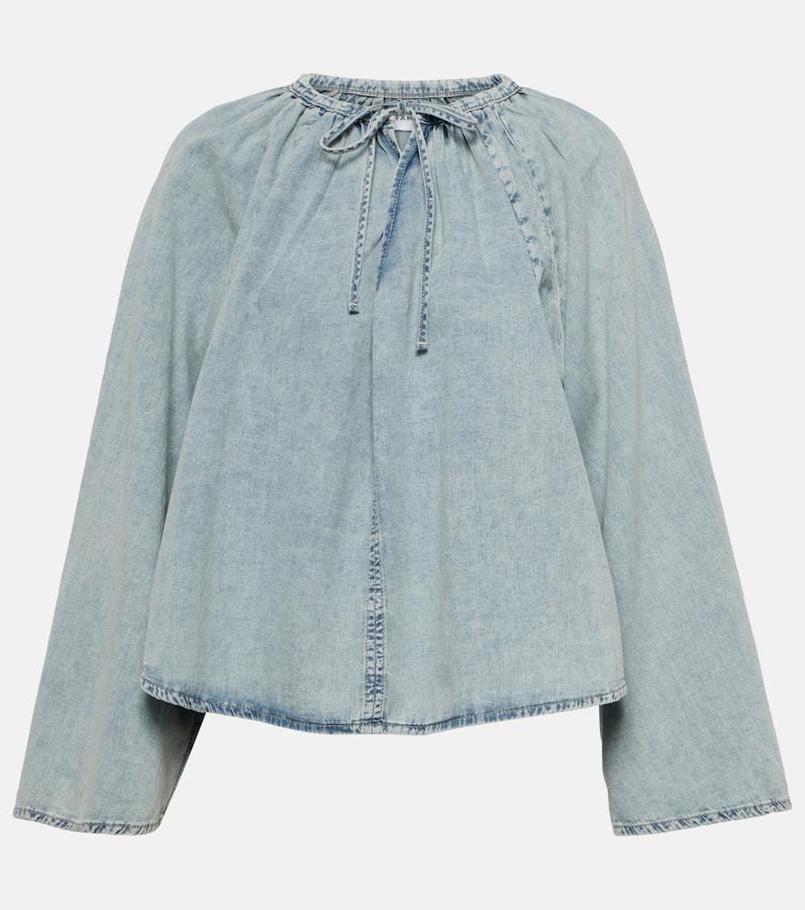 frame cotton and linen denim top