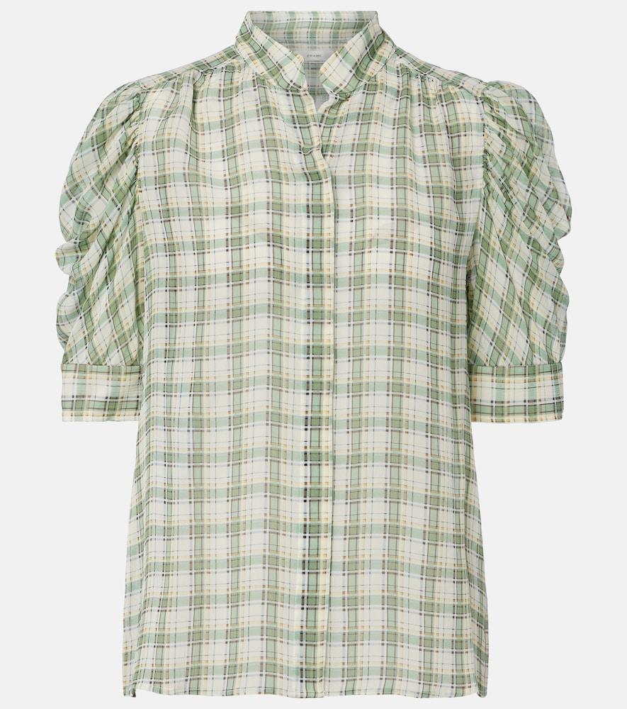 frame gillian checked silk blouse