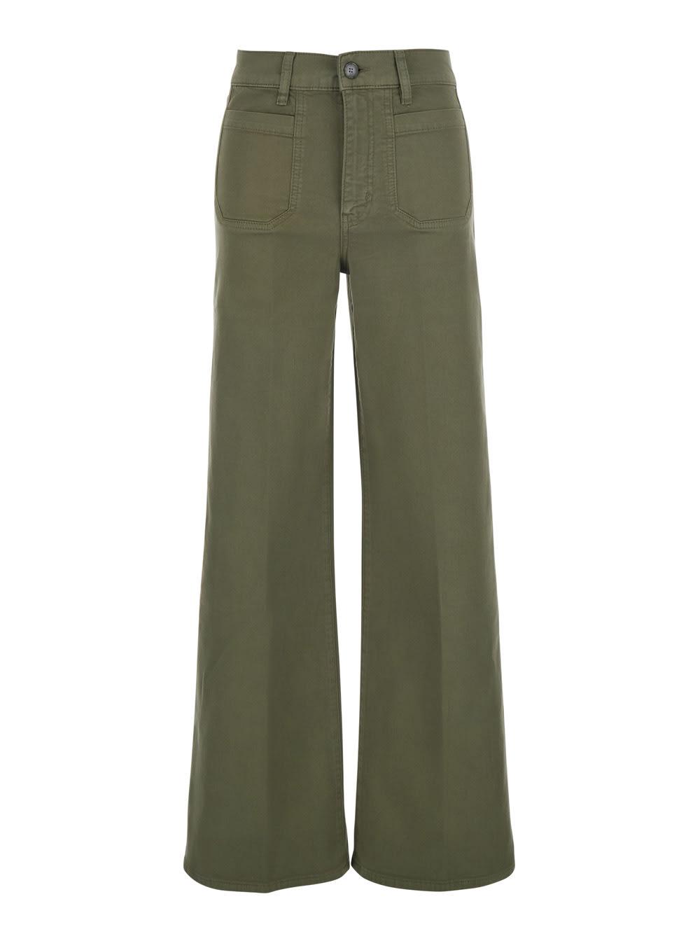 frame green jeans le slim palazzo modernist pocket with five pockets in cotton