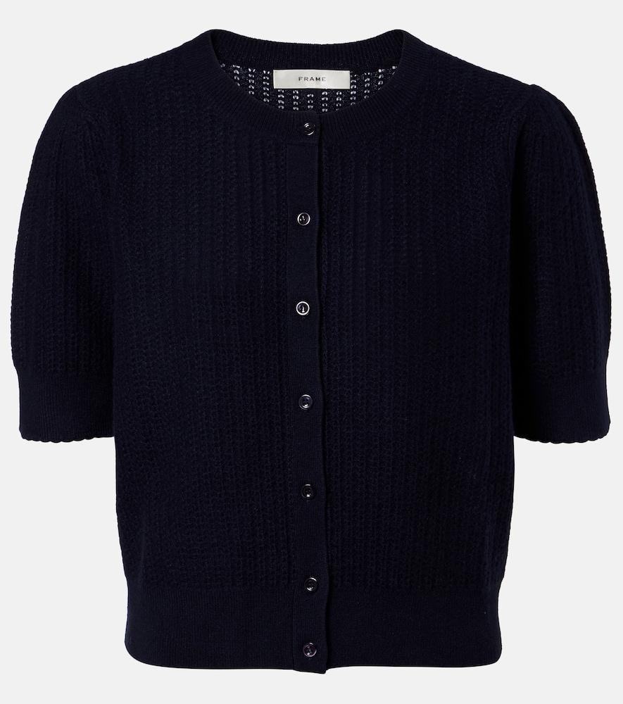 frame ladder pointelle cashmere cardigan