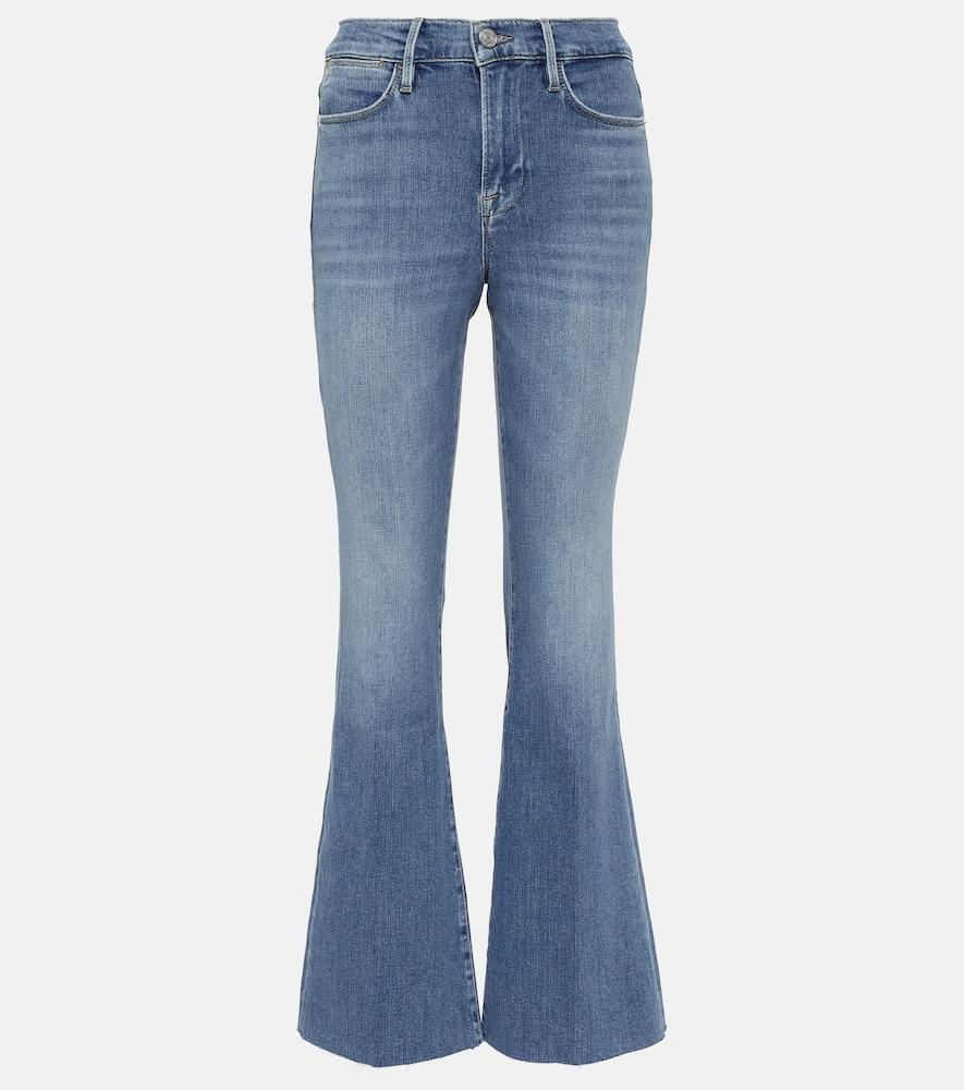 frame le easy flare raw fray flared jeans