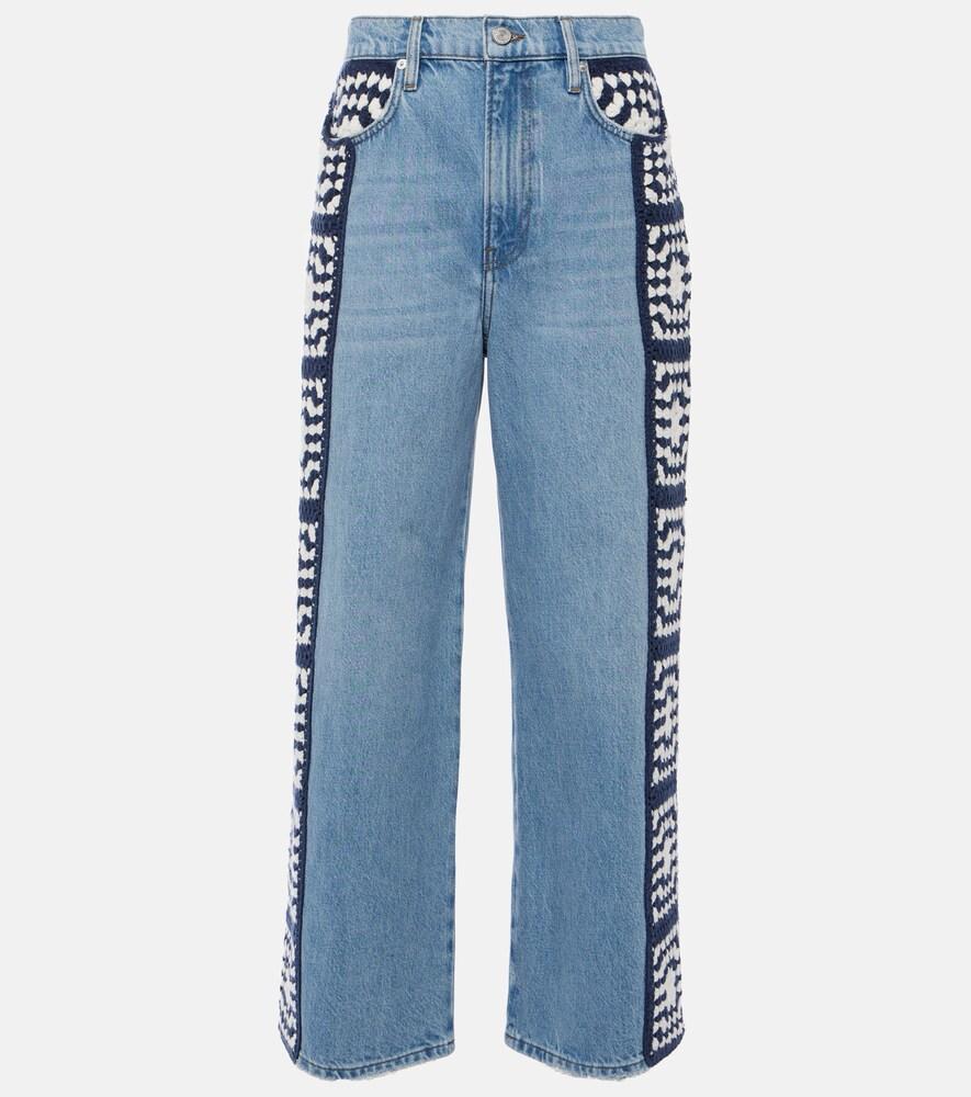 frame le jane crop crochet straight jeans