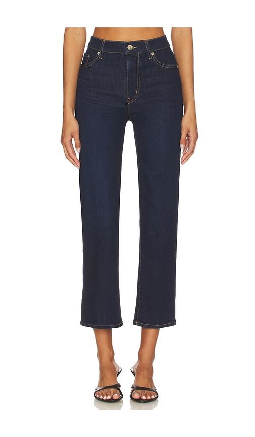 frame le sleek straight jeans in navy.