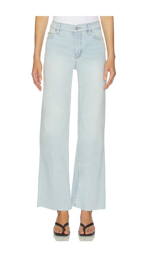 frame le slim palazzo jeans in blue.