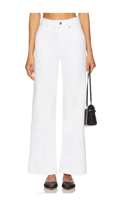 frame le slim palazzo jeans in white.