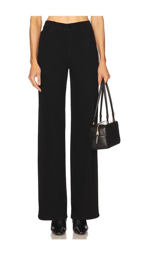 frame le slim palazzo long jeans in black.