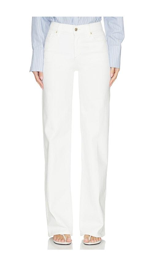 frame le slim palazzo long jeans in white.