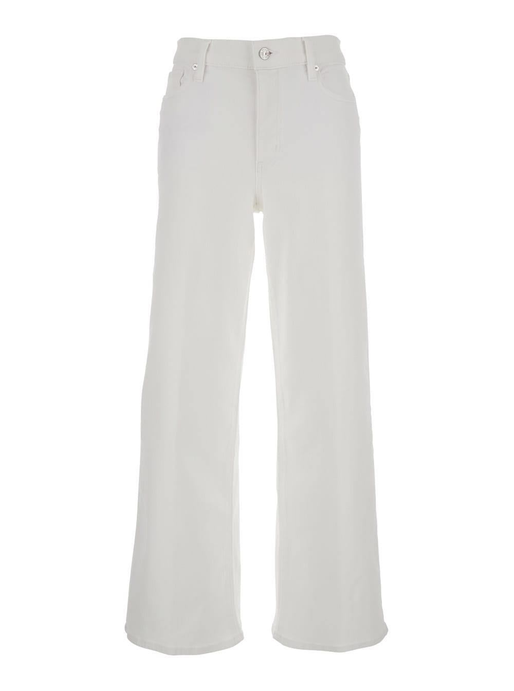 frame le slim palazzo white jeans with belt loops and wide leg in denim woman