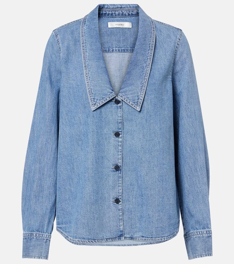 frame low collar denim shirt