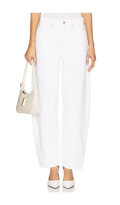 frame low slung barrel jeans in white.