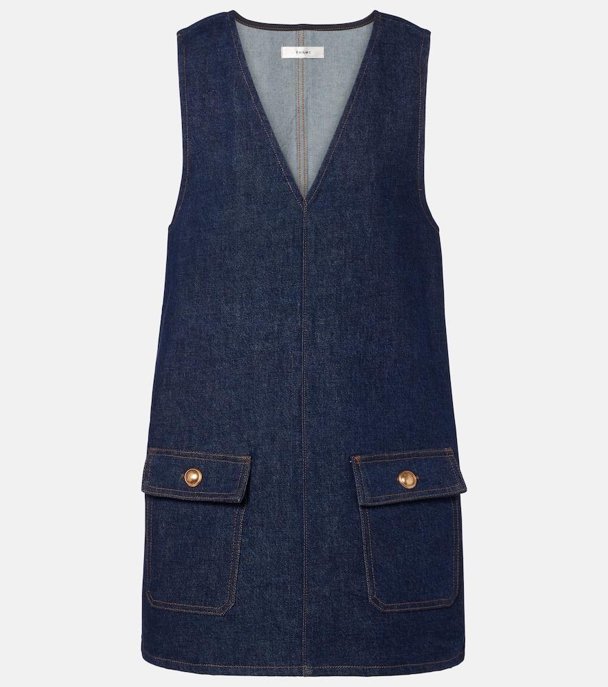 frame pinafore denim minidress