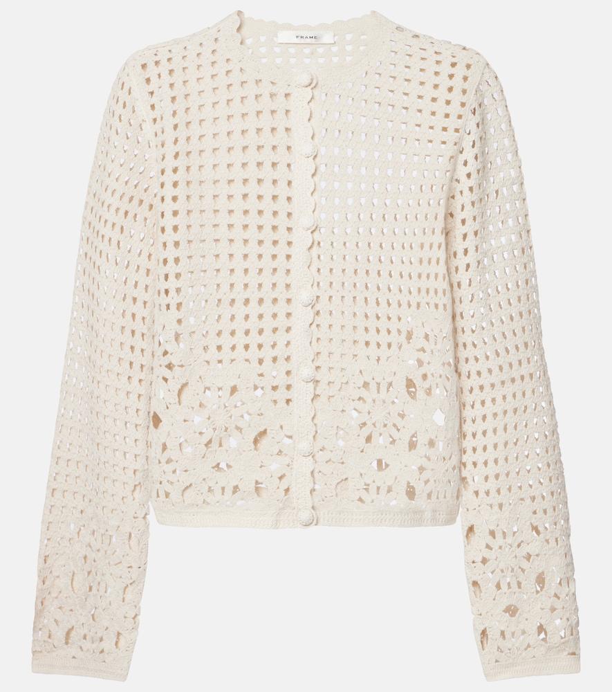 frame postcard crochet cotton cardigan