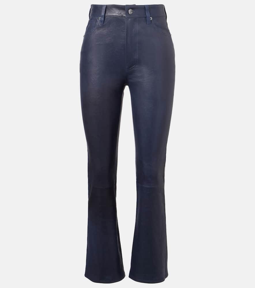 frame reboot crop leather bootcut pants