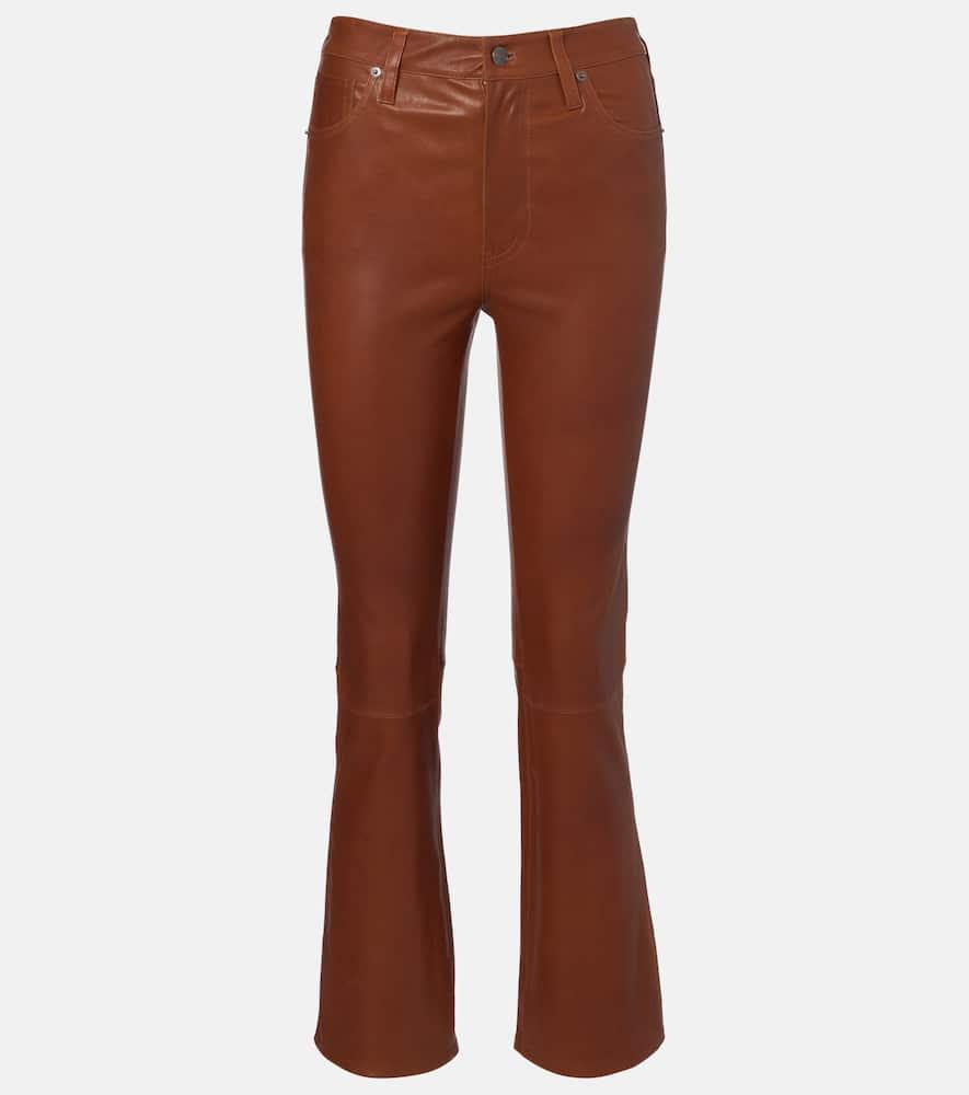 frame reboot crop leather bootcut pants