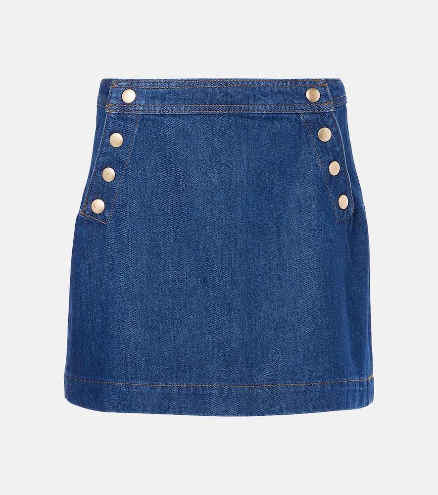frame sailor snap denim miniskirt