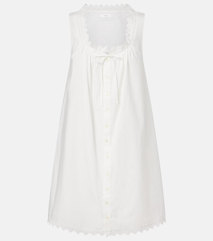 frame scalloped cotton poplin shirt dress