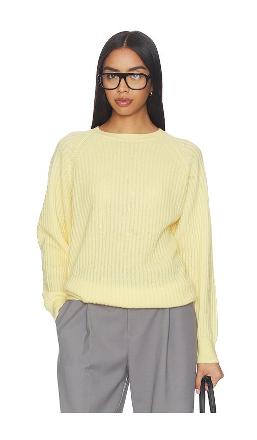 frame the cashmere sunbeam sweater in lemon.