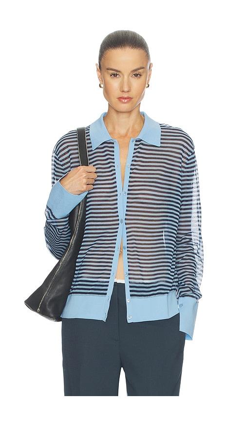 frame the collared cardi in blue.