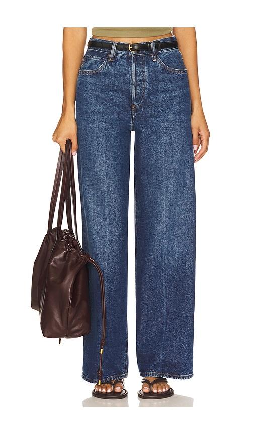 frame the collegiate jeans in blue.