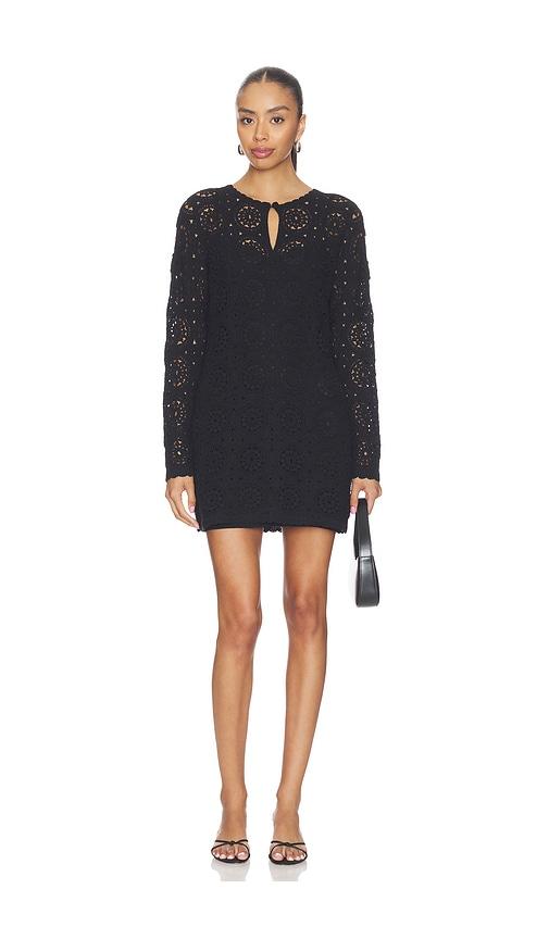 frame the crochet keyhole dress in black.