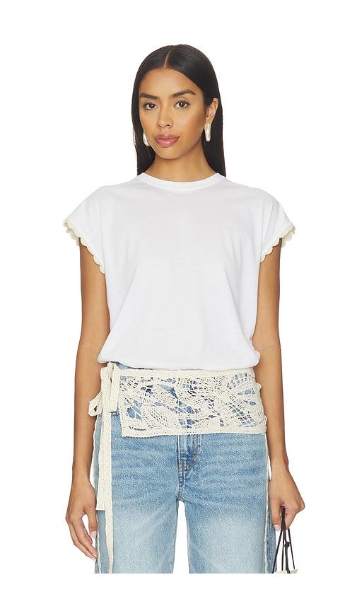 frame the crochet muscle tee in white.