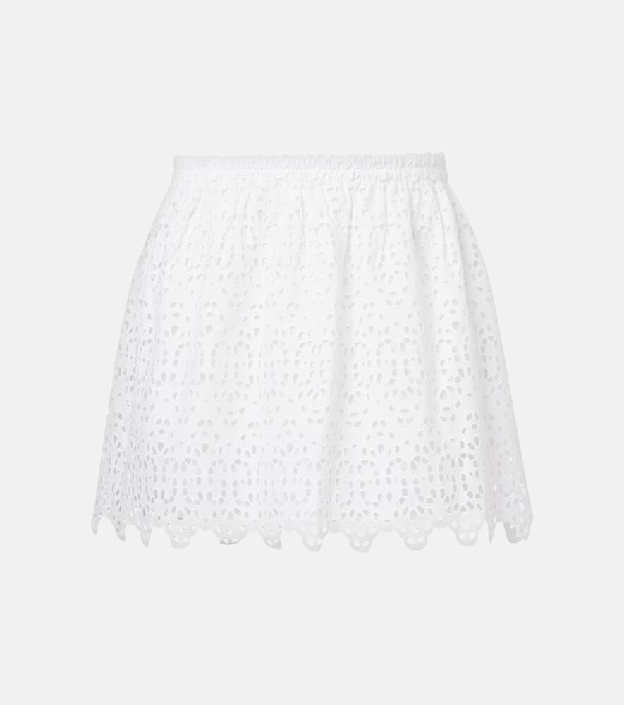 frame the deco embroidered cotton miniskirt
